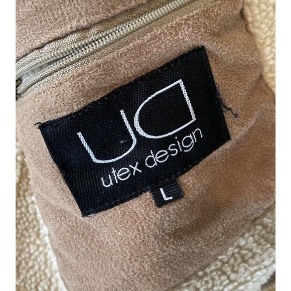 Vintage Utex Design Suede Sherpa Lined Coat Size Large Women’s Beige - Picture 3 of 9
